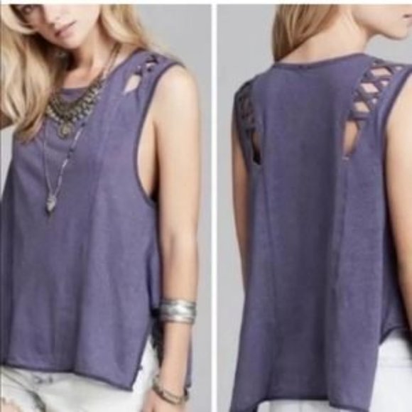 Free People Tops - Free People We the Free Summers End Linen Cotton Blend Cutout Tank